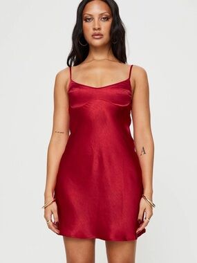 Princess Polly Jazelle Mini Dress Red Satin Size 6